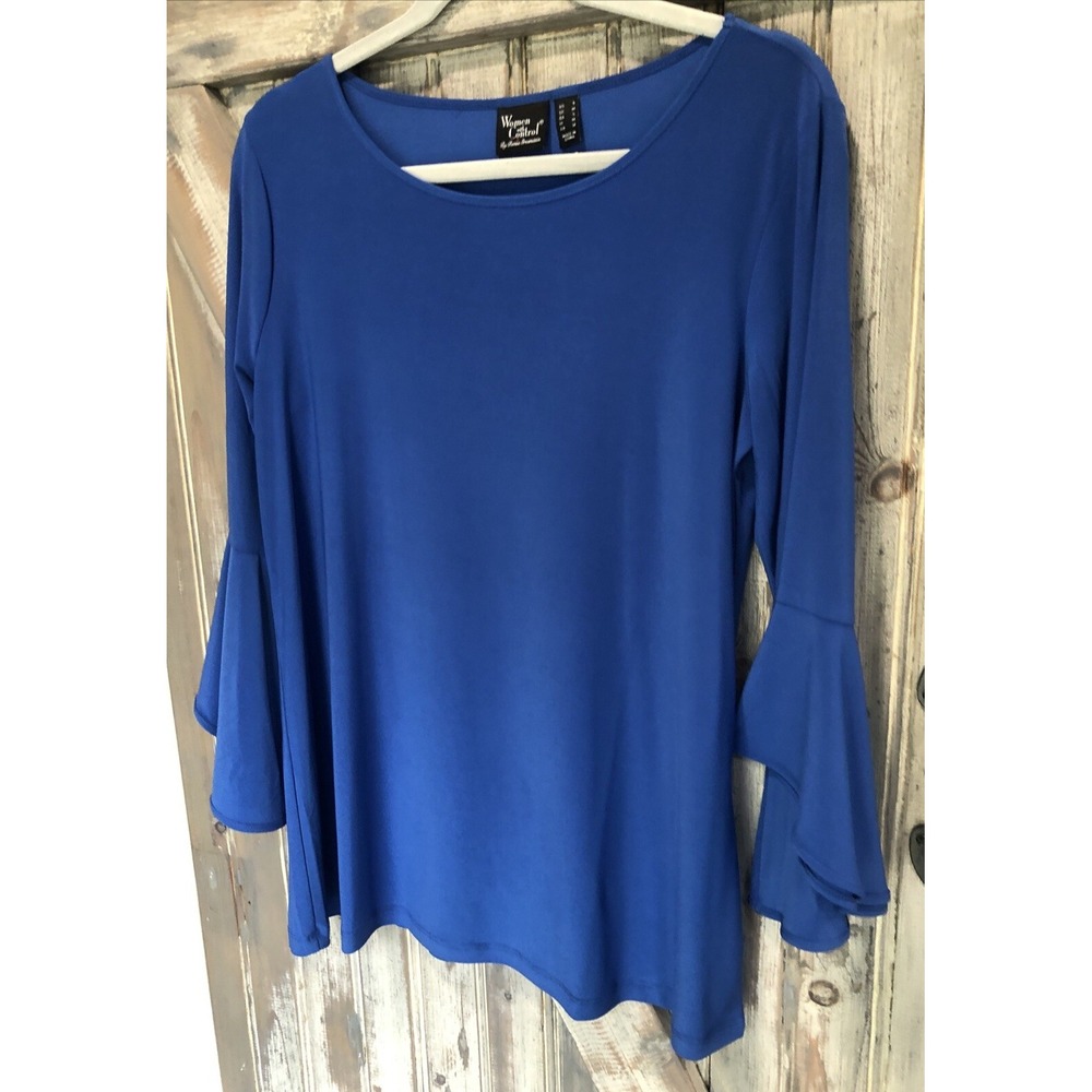 Women with Control Flounce Sleeve Top Blue Career Slimming  size Small NWOT New - Picture 12 of 13